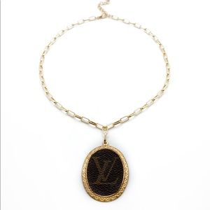 Repurposed Louis Vuitton Canvas handmade necklace